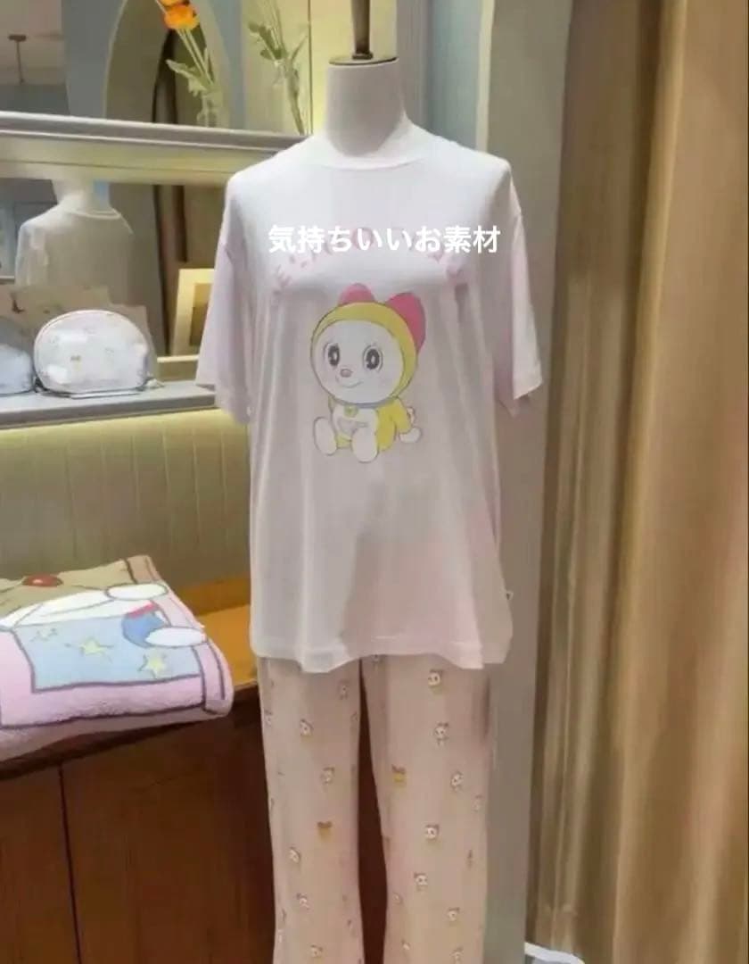 ジェラートピケ ドラミちゃん　ルームウェア 上下セット ピンク