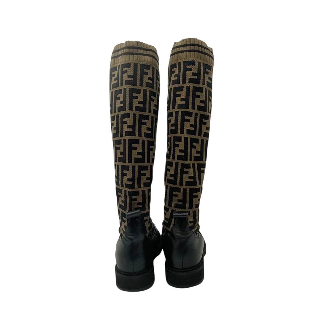FENDI フェンディ ズッカ柄　ブーツ ファブリックxレザー 36