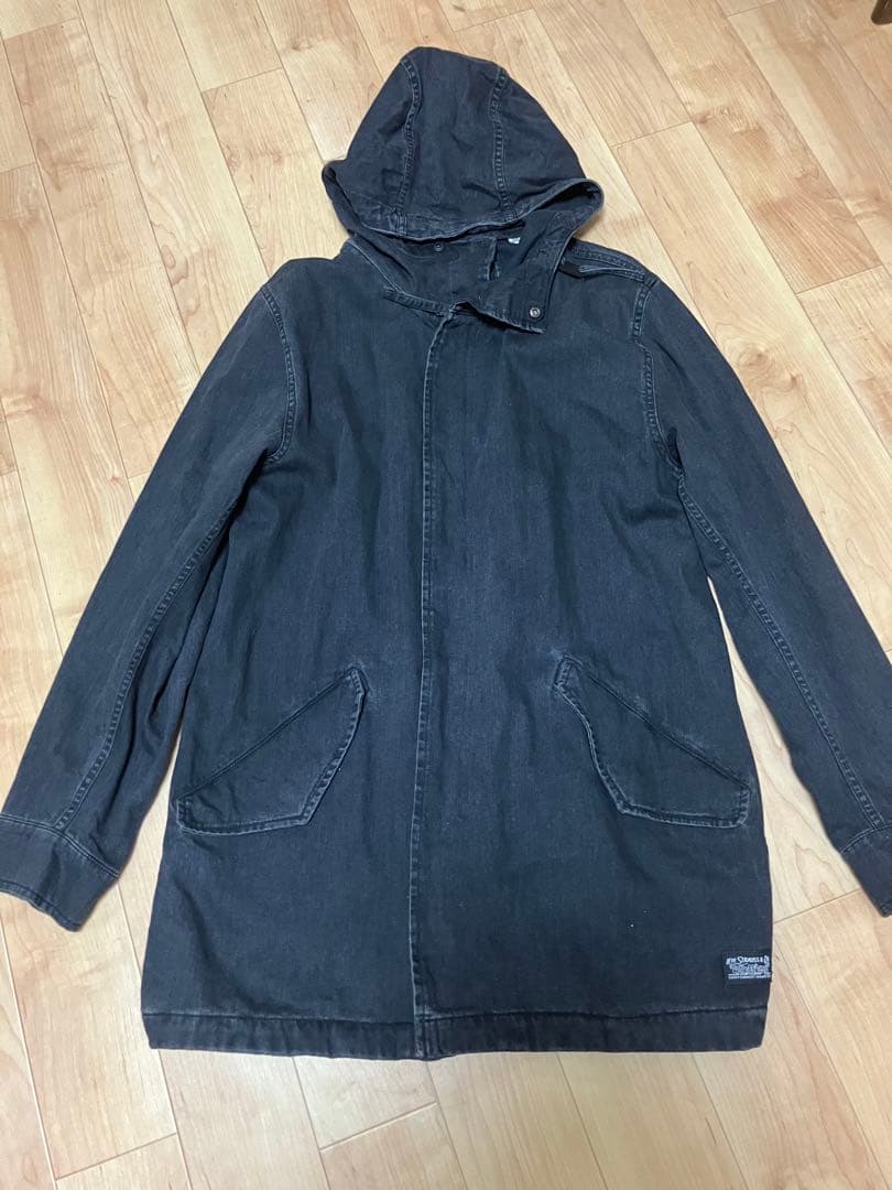 Levi's リーバイス　デニムジャケット　フード　ロゴ　グレー　モッズコート