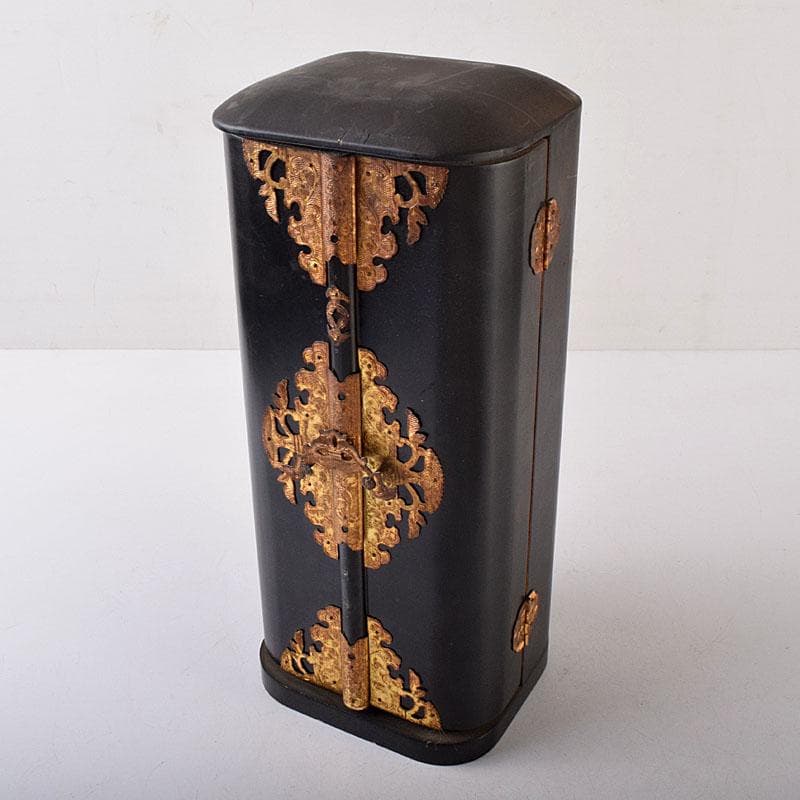 仏教美術　木彫鍍金　阿弥陀如來座像　仏像　厨子付　V　8159