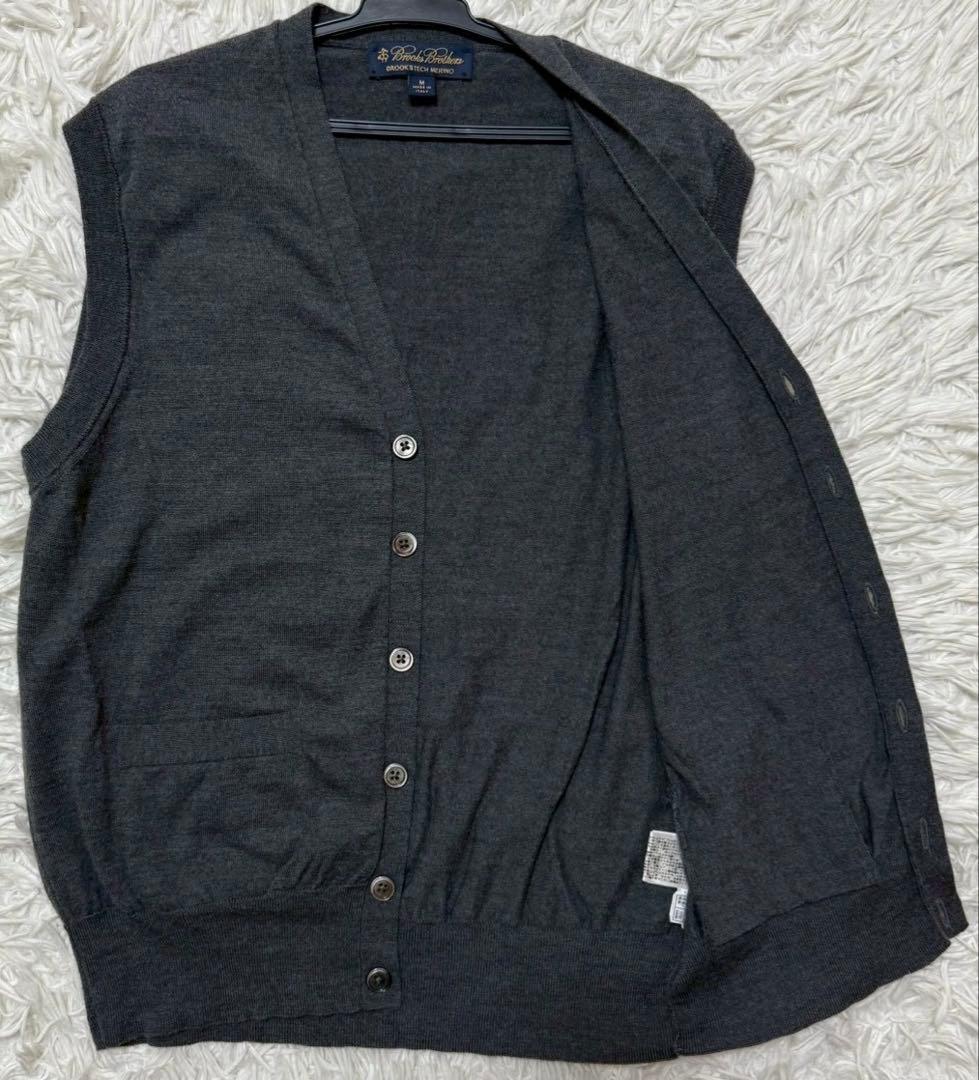 【イタリア製ウール100】Brooks Brothers Vネックベスト　M