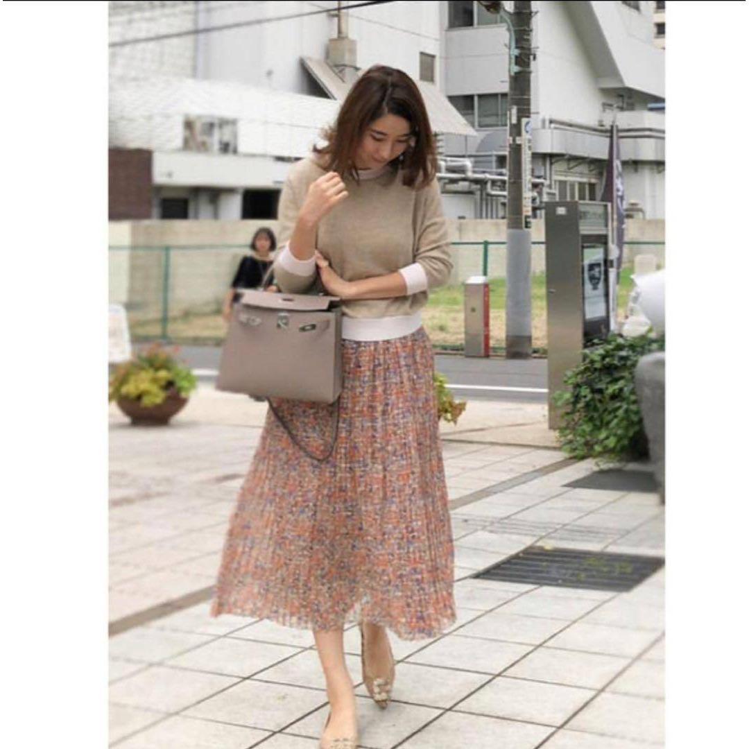 ドゥロワー　 フラワープリントプリーツスカート　シルク　定価15万　花柄