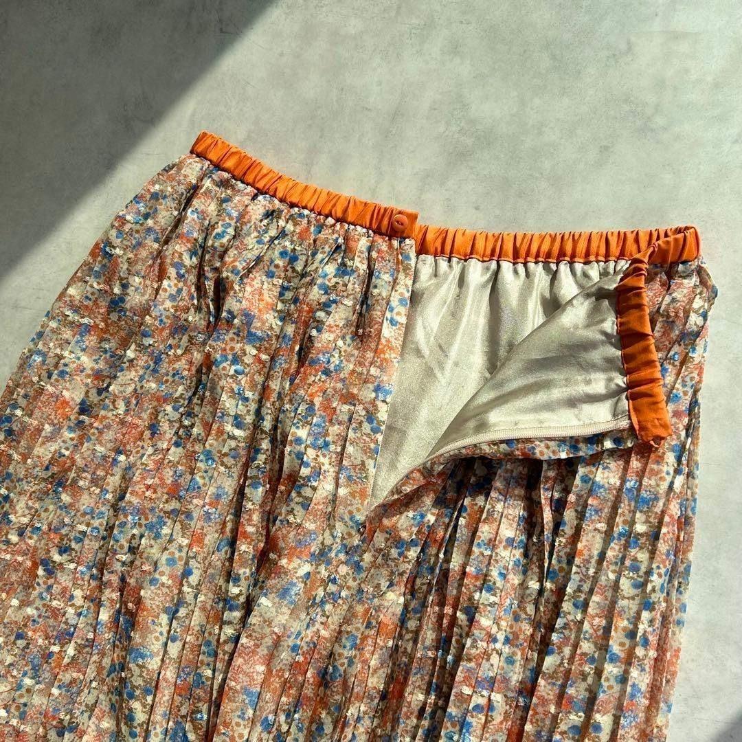 ドゥロワー　 フラワープリントプリーツスカート　シルク　定価15万　花柄