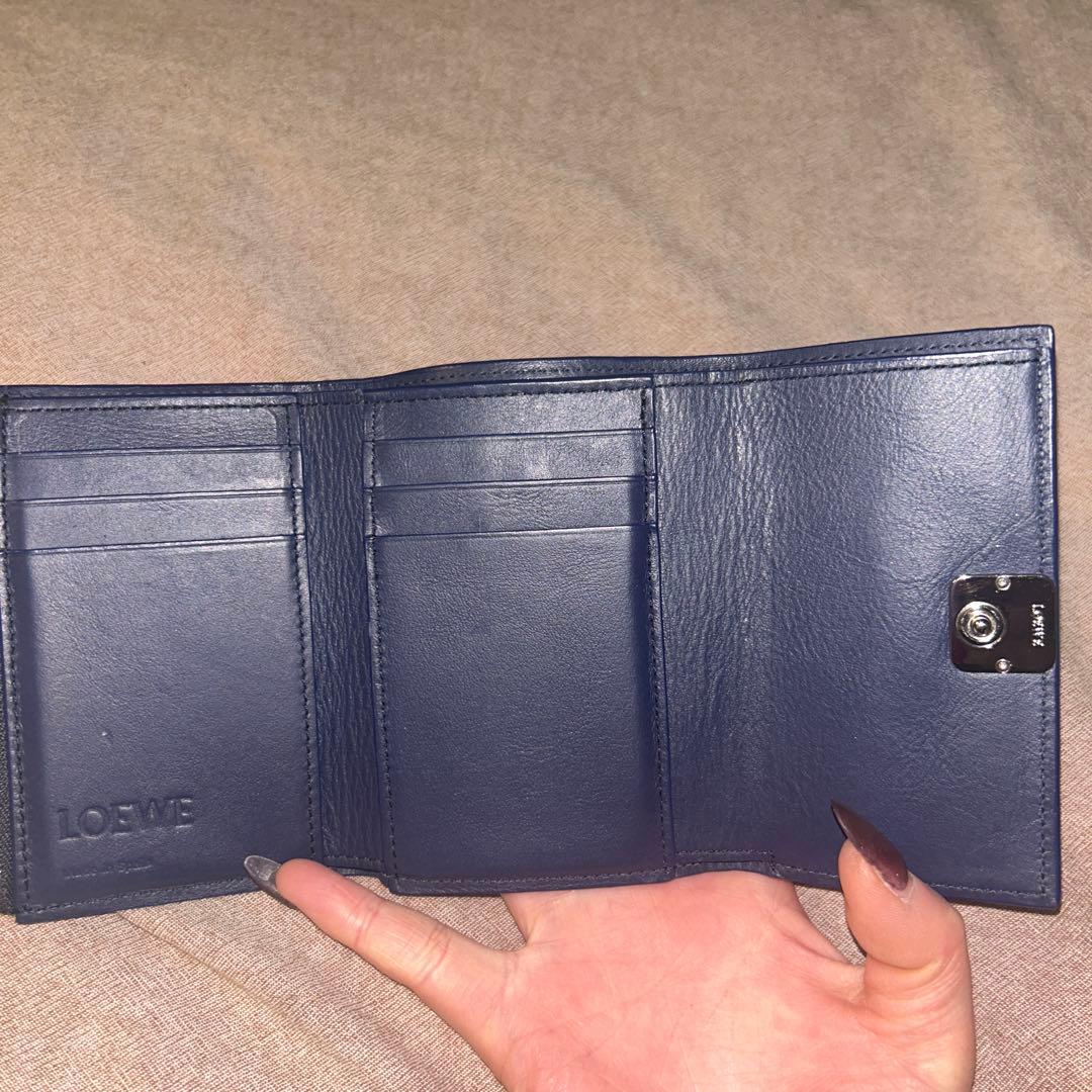 ロエベ 財布 希少 ネイビー 限定色 アナグラム LOEWE ウォレット
