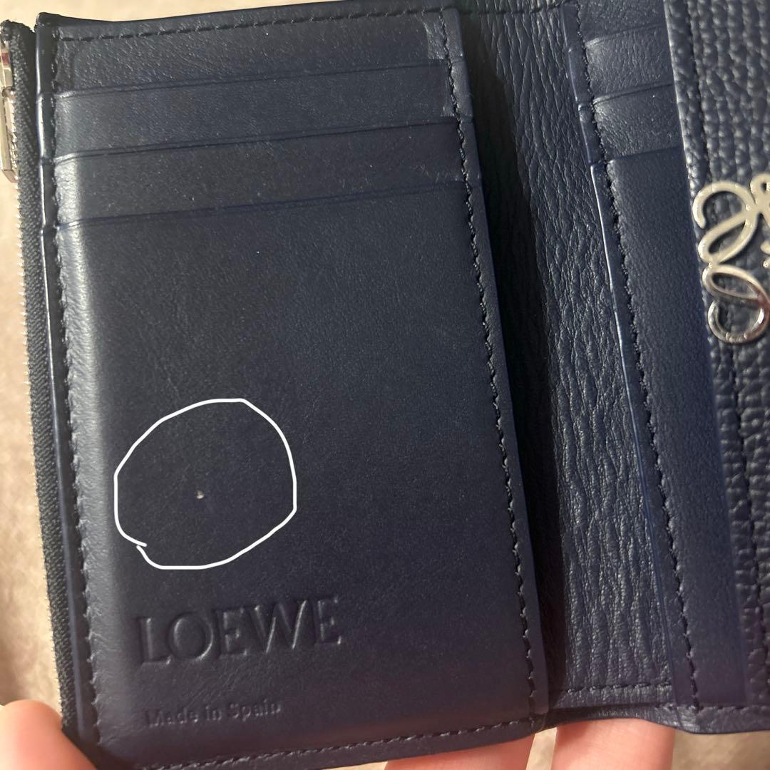ロエベ 財布 希少 ネイビー 限定色 アナグラム LOEWE ウォレット