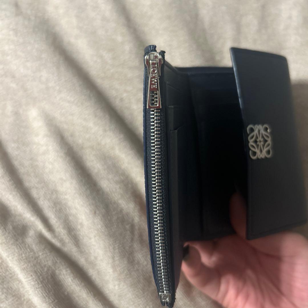 ロエベ 財布 希少 ネイビー 限定色 アナグラム LOEWE ウォレット
