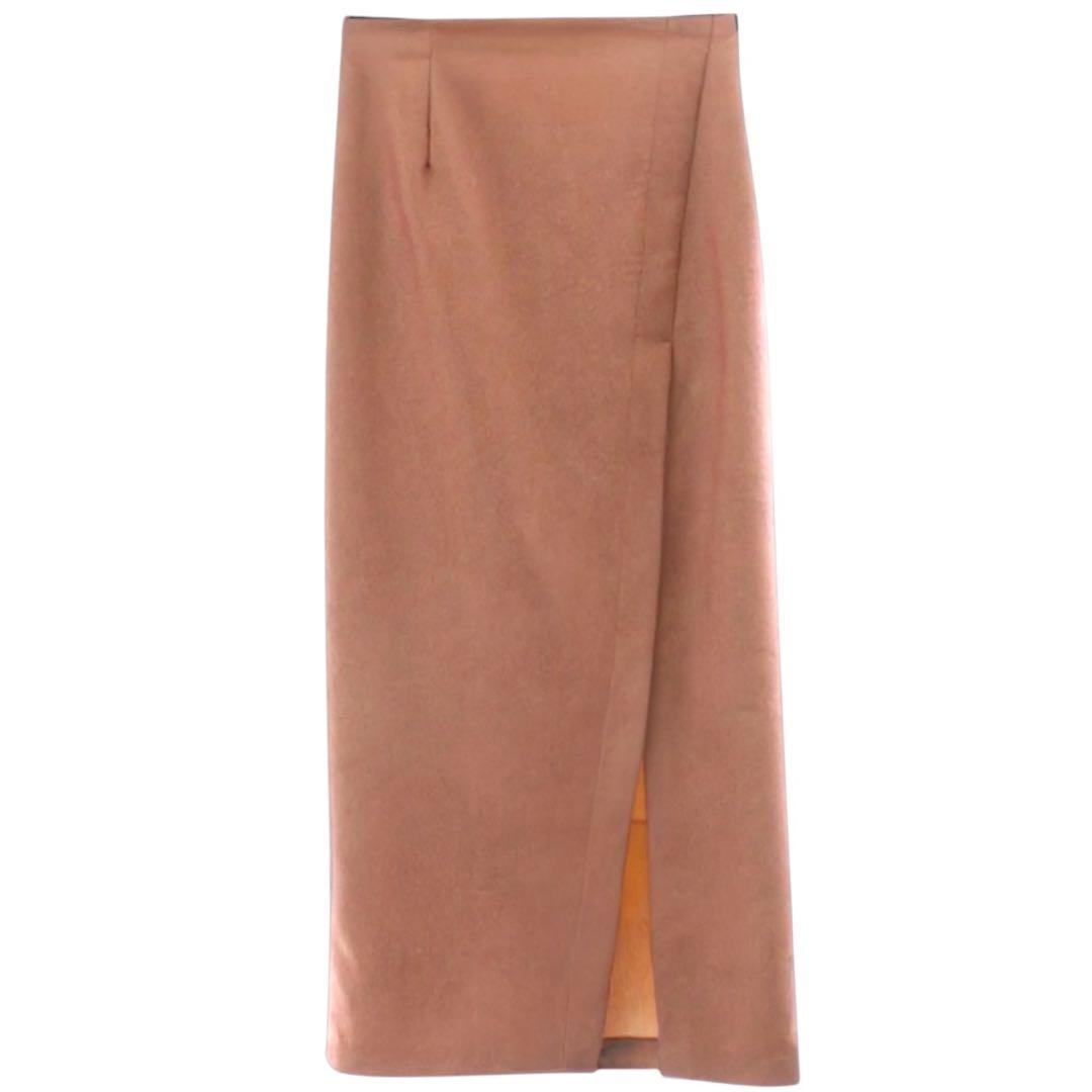 【ランクA】CLANE スラントスリットストレートスカート 1 レッド 極美品