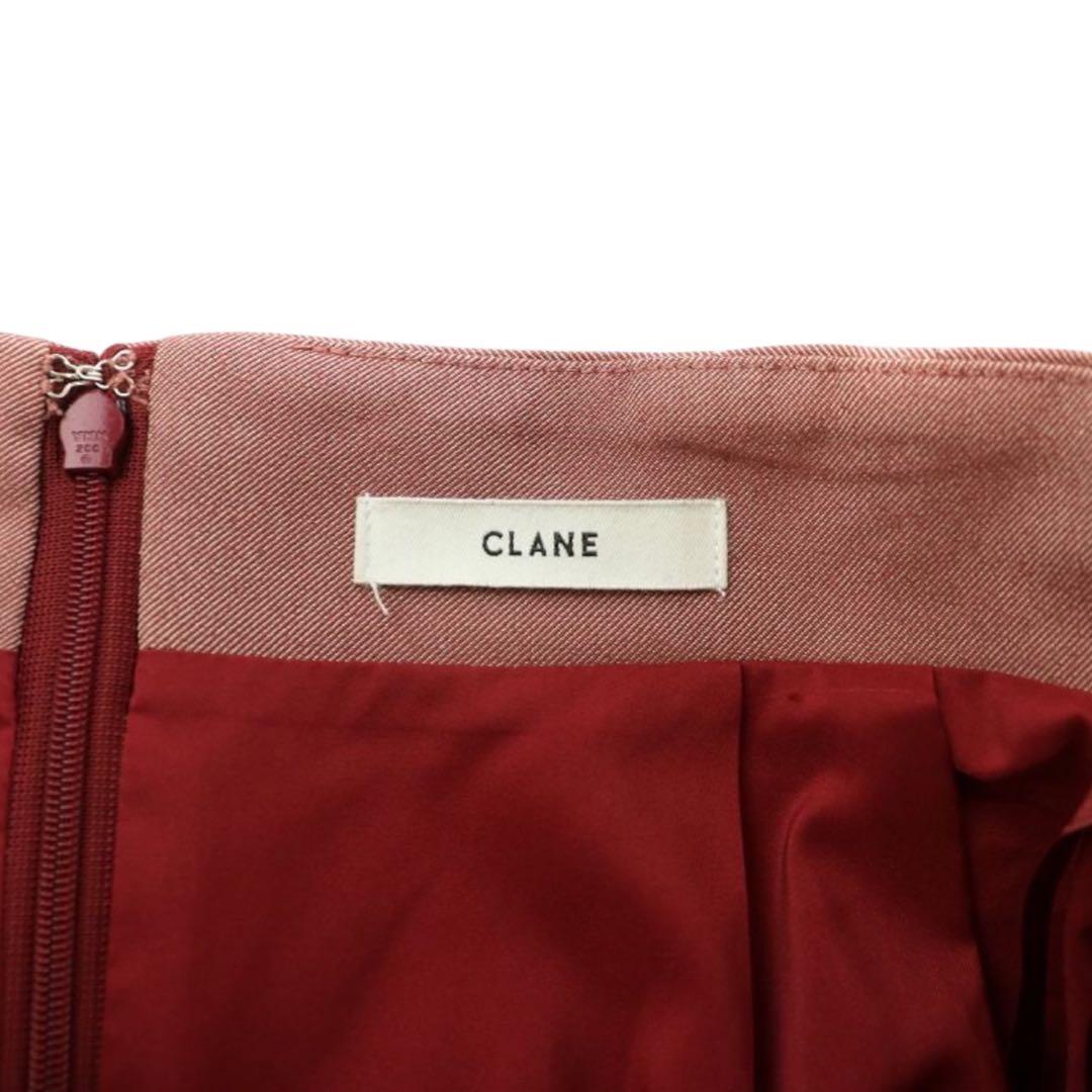 【ランクA】CLANE スラントスリットストレートスカート 1 レッド 極美品