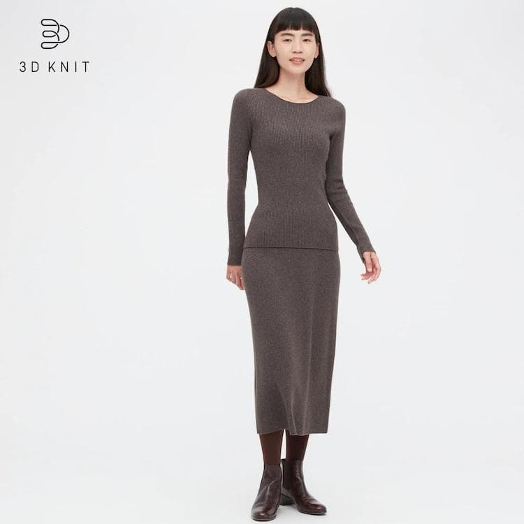 1.3万　uniqlo　ユニクロ　3D カシミヤ リブ　スカート　カシミア　XL