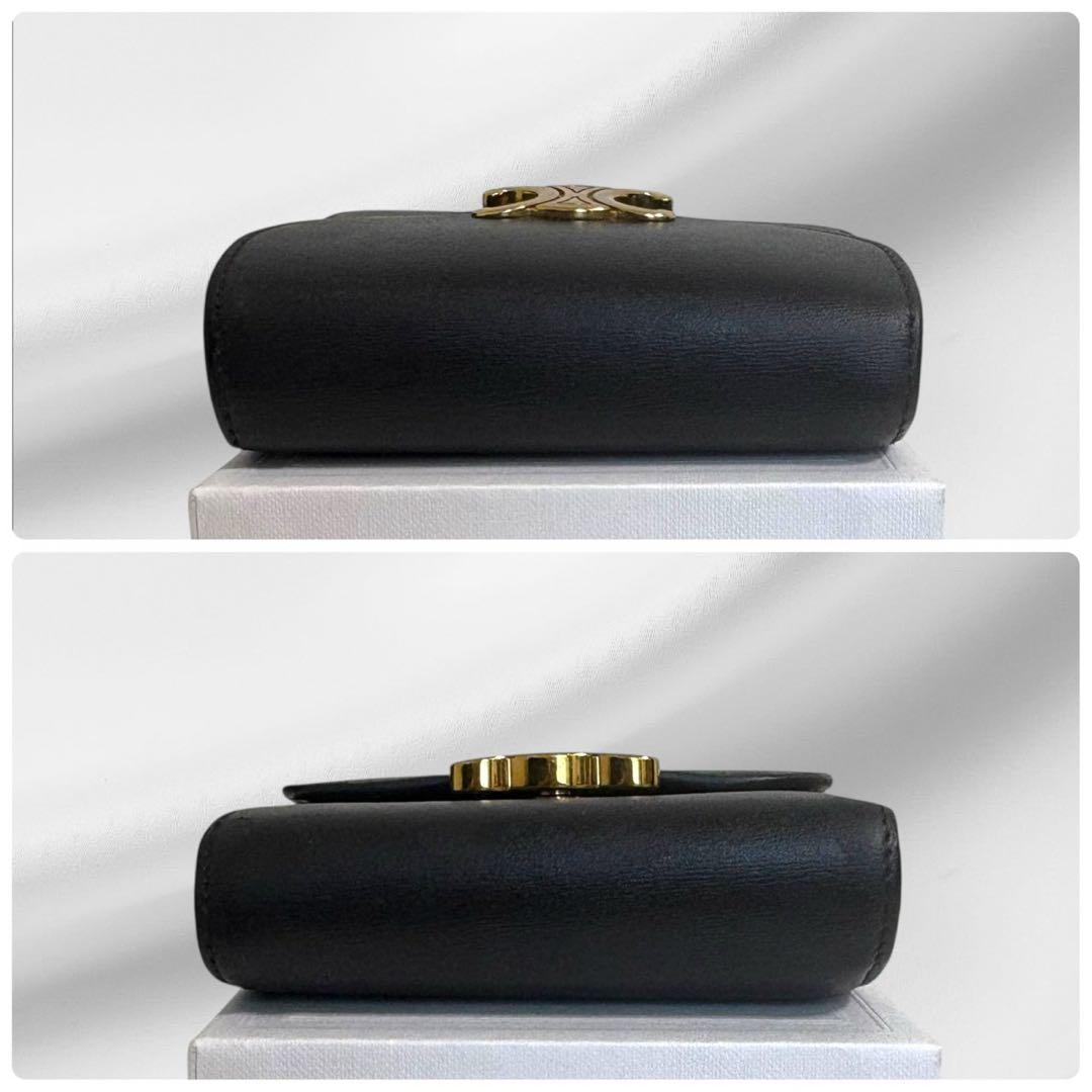 美品✨ CELINE セリーヌ トリオンフ ブラック レザー 三つ折り 財布