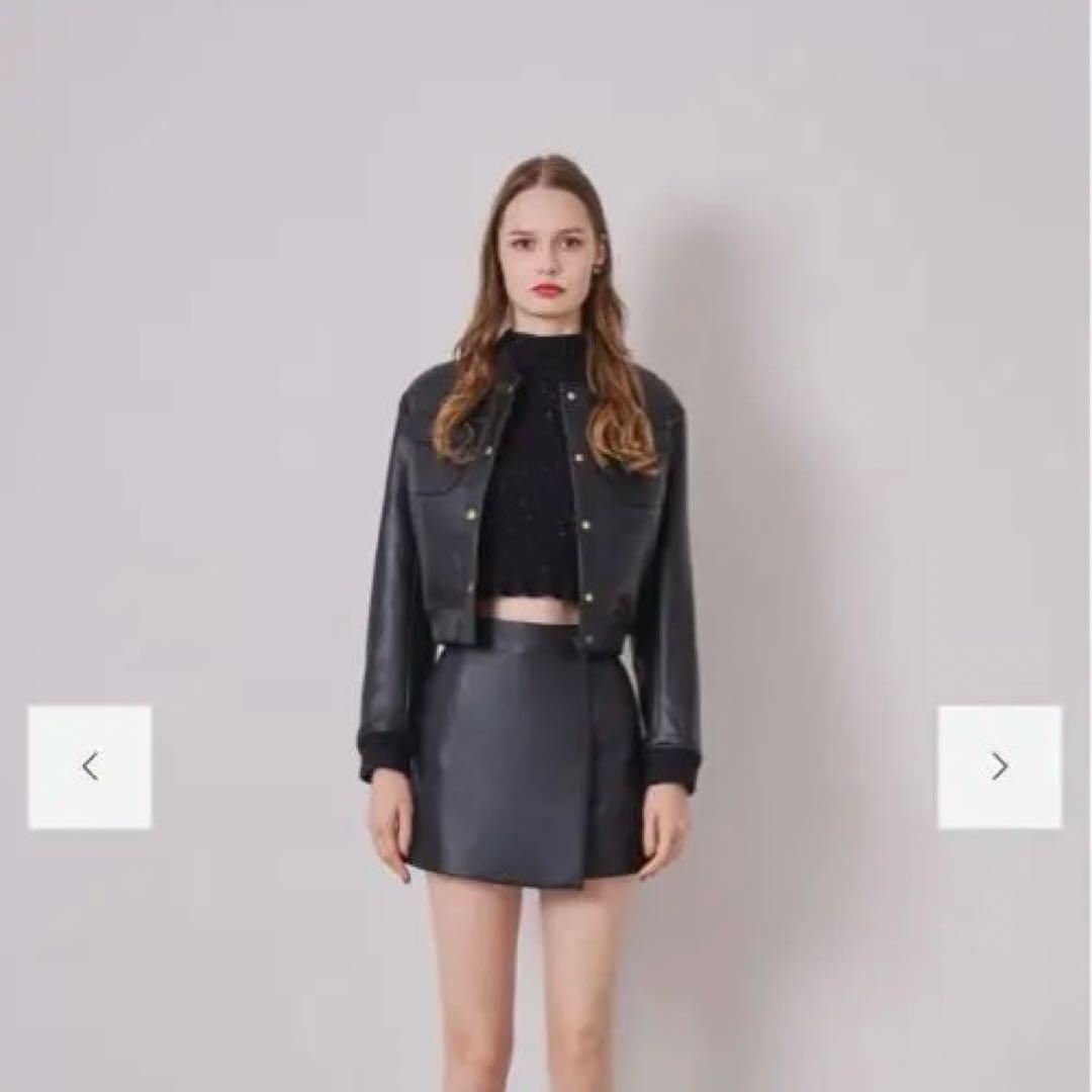 sheller leather like wrap culottes ブラック