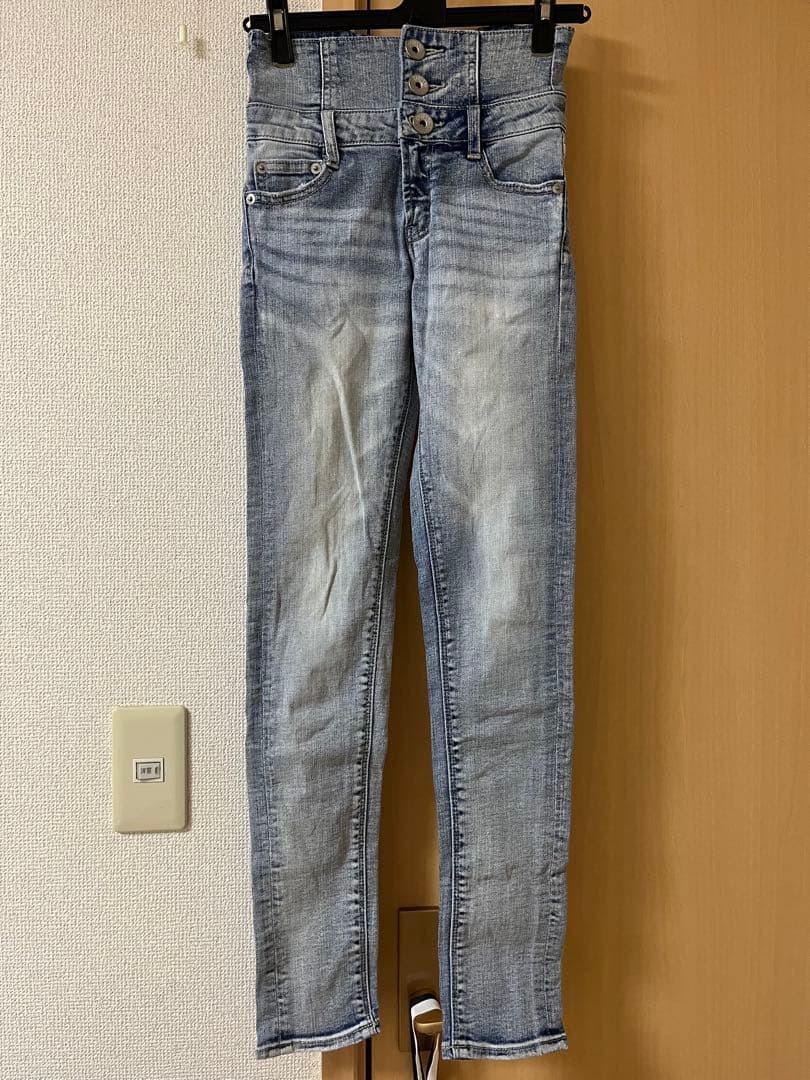 GYDA ハイウエストウエストクロススキニーデニムパンツ XSサイズ