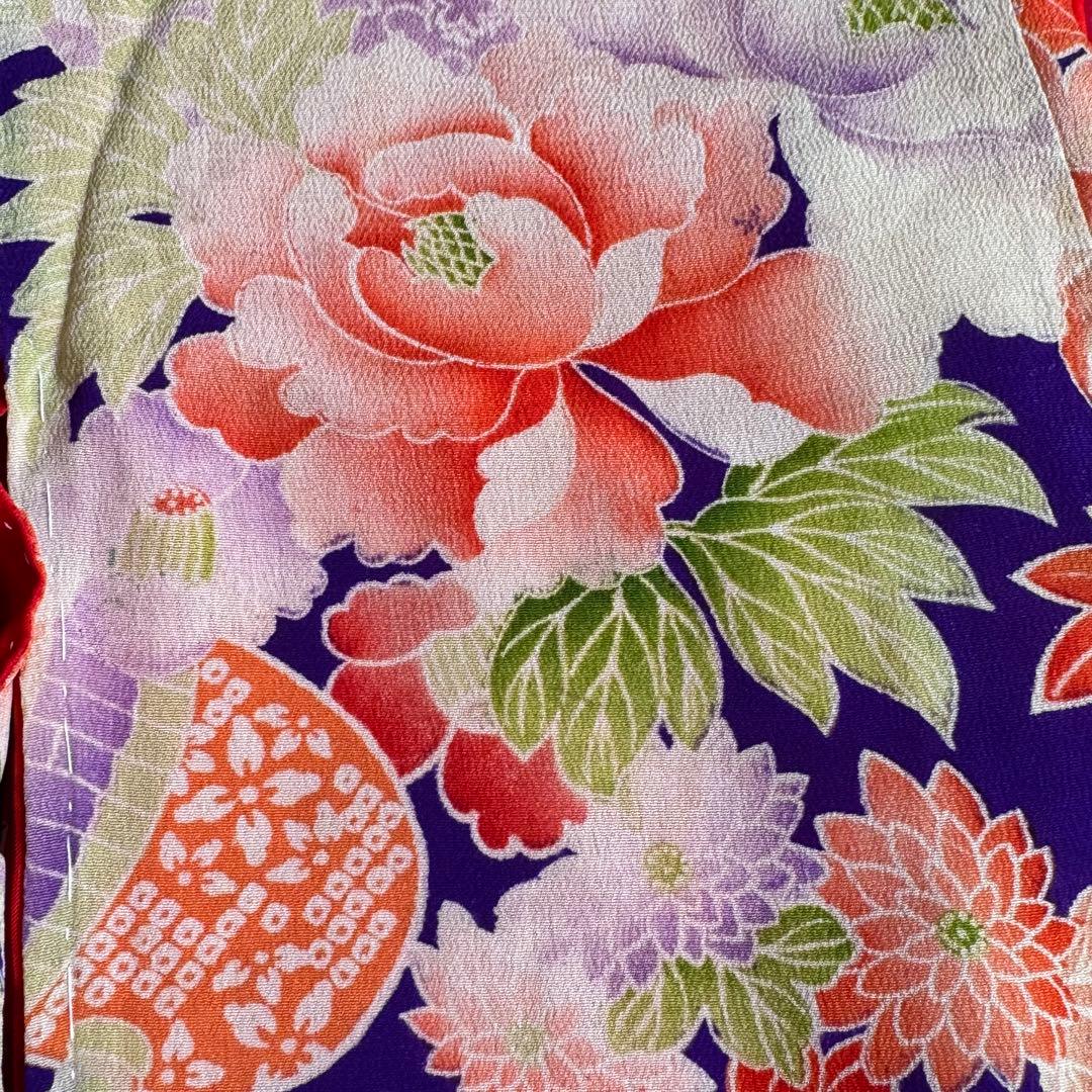 市松人形 15号(52cm)サイズの着物　比翼仕立て　紫　淡い色の花　11