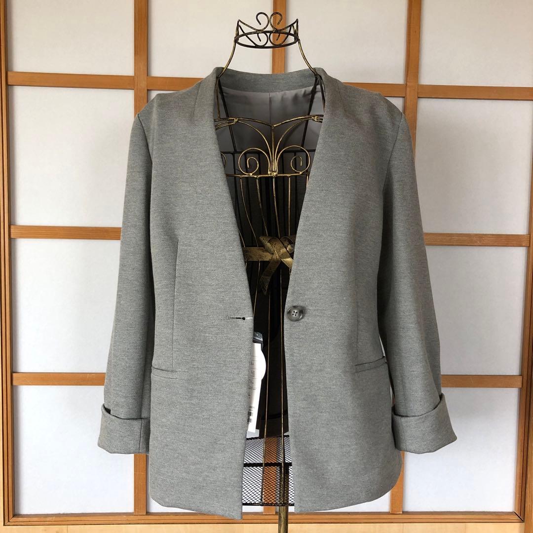 新品　スポルディング　レディース　洗える　ノーカラー　ジャケット　アウター　L