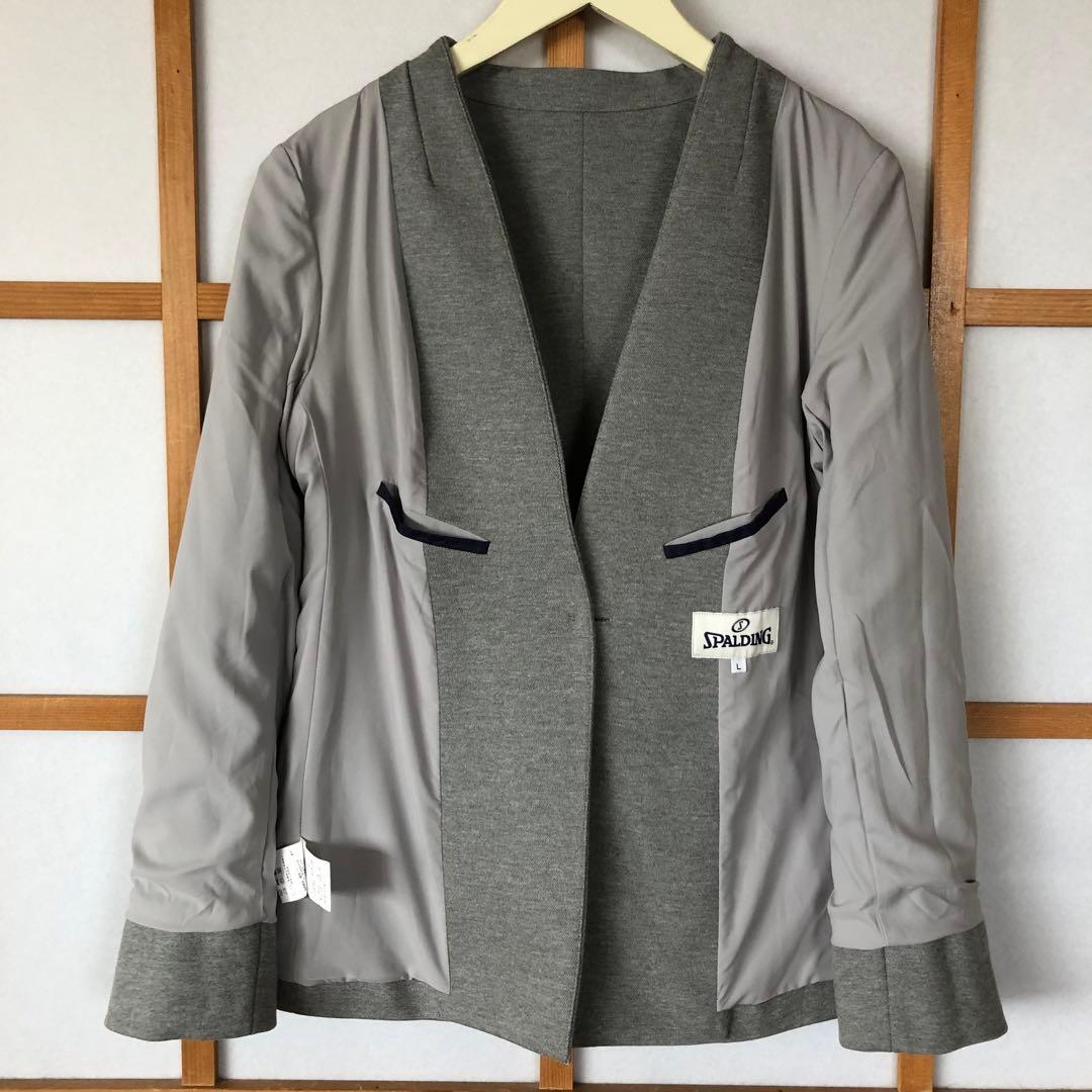 新品　スポルディング　レディース　洗える　ノーカラー　ジャケット　アウター　L