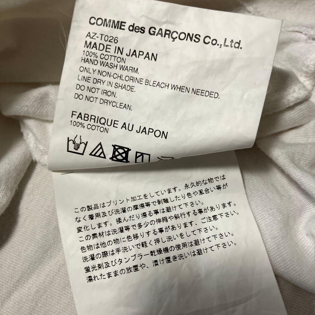 プレイコムデギャルソン ダブルハート ワッペン プリントTシャツ 白赤 L