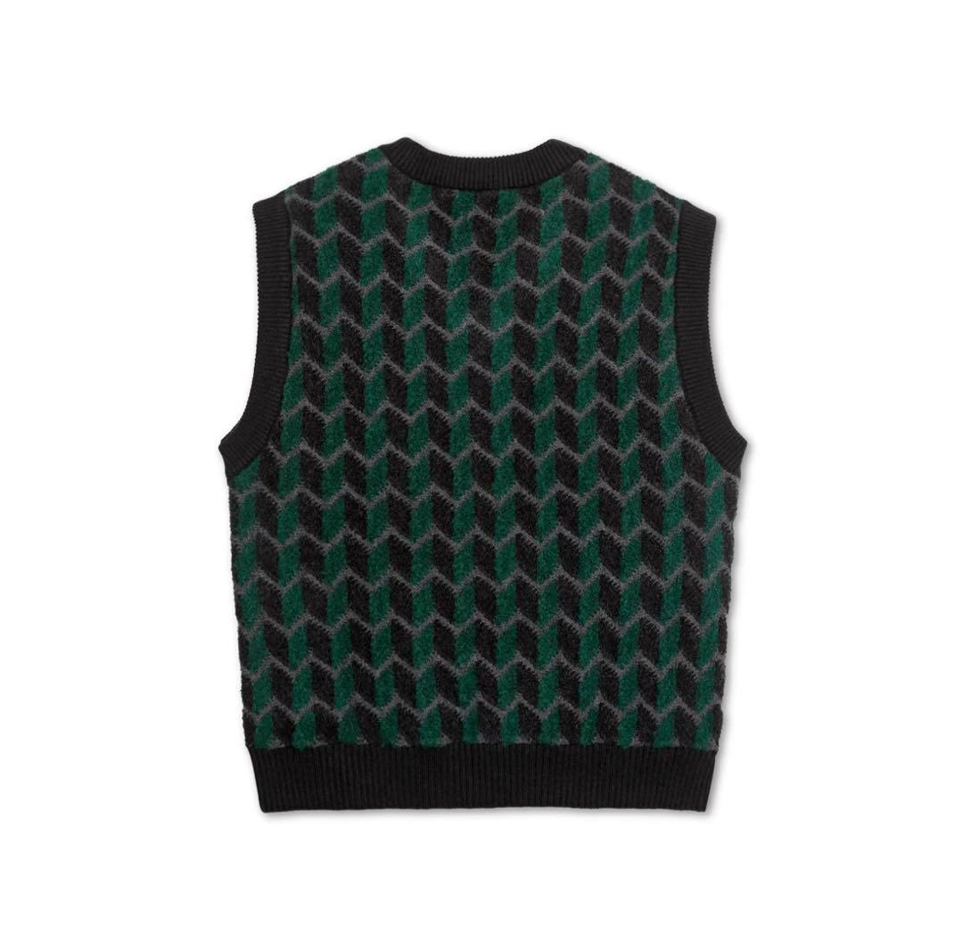 トップス ZIG ZAG KNIT VEST - BLACK / DARK TEAL