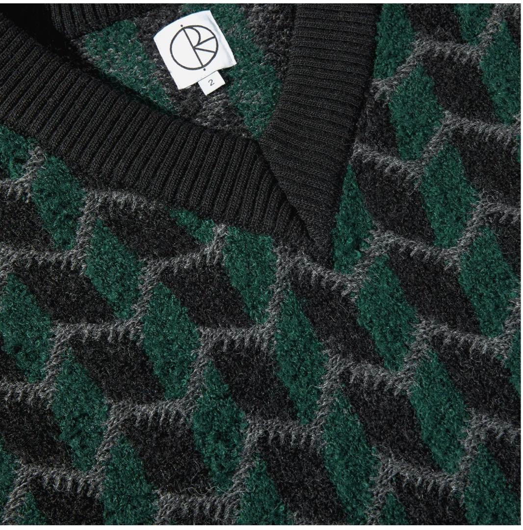 トップス ZIG ZAG KNIT VEST - BLACK / DARK TEAL