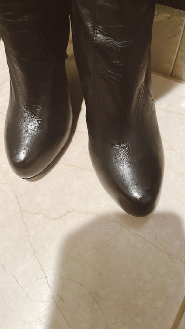 極美品⭐️黒 レザー ニーハイブーツ