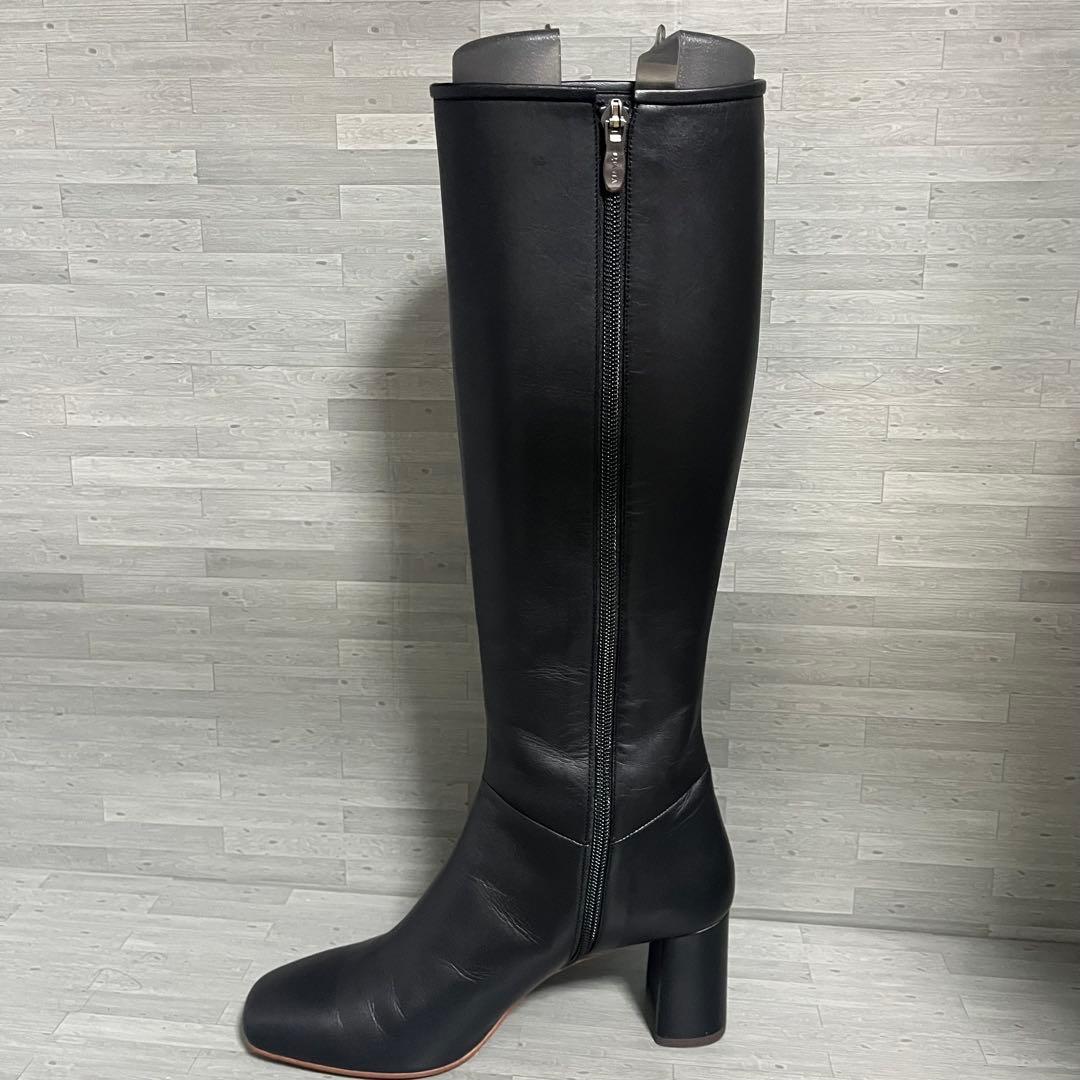 極美品 ダイアナ ロングブーツ 24cm 黒 スクエアトゥ 太ヒール 日本製