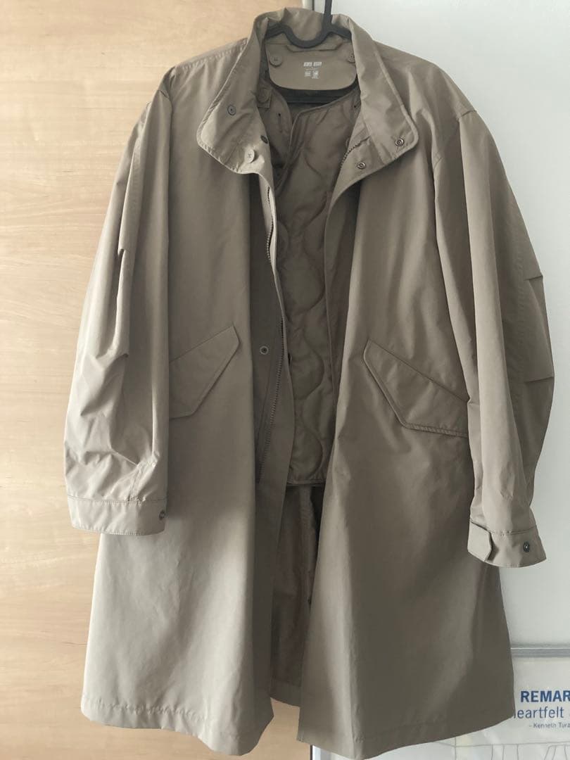ユニクロウィンドプルーフ2WAYコートSベージュ