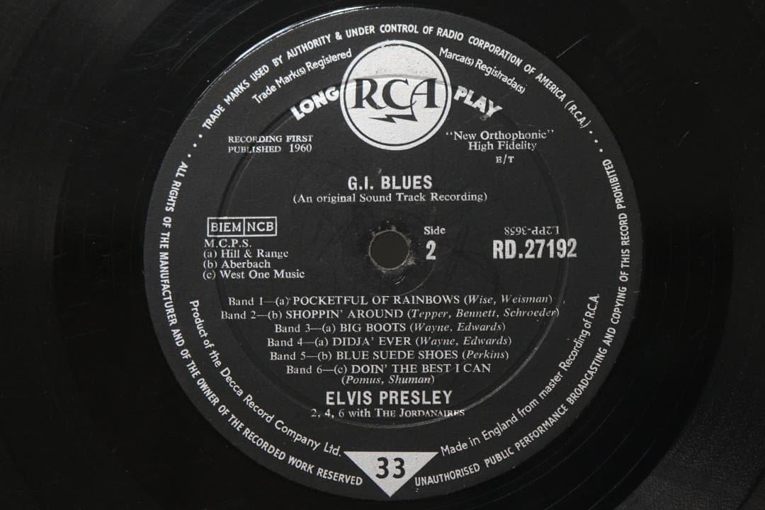 英LP Elvis Presley G.I. Blues UK盤 Mono 深溝