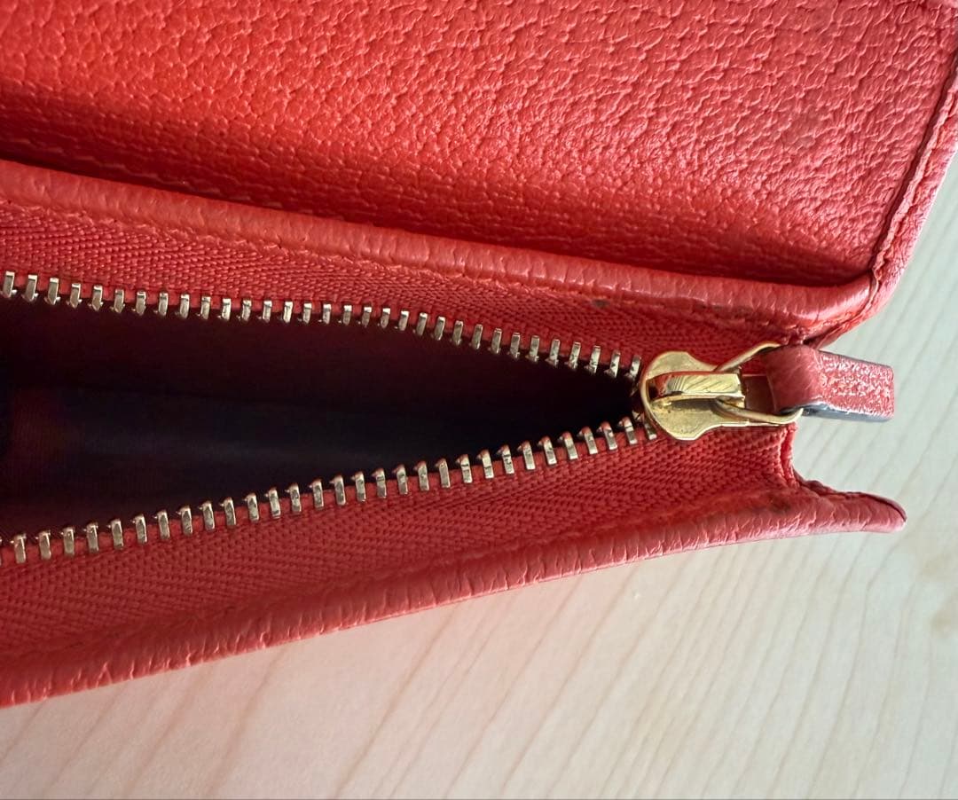 GUCCI 二つ折り　財布　GGマーモント　花柄　キャンバス　オレンジ
