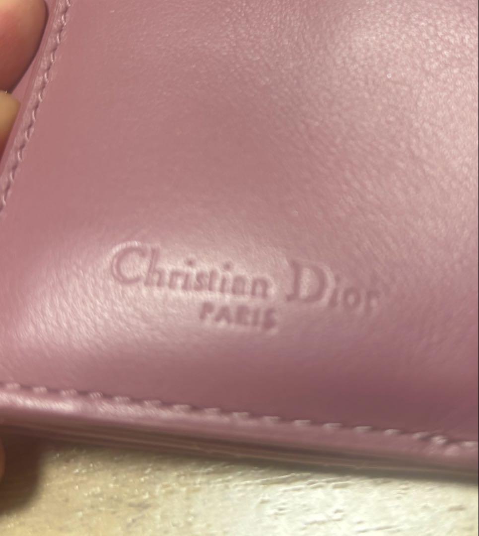 Dior カナージュロータスウォレット 三つ折財布 ピンク