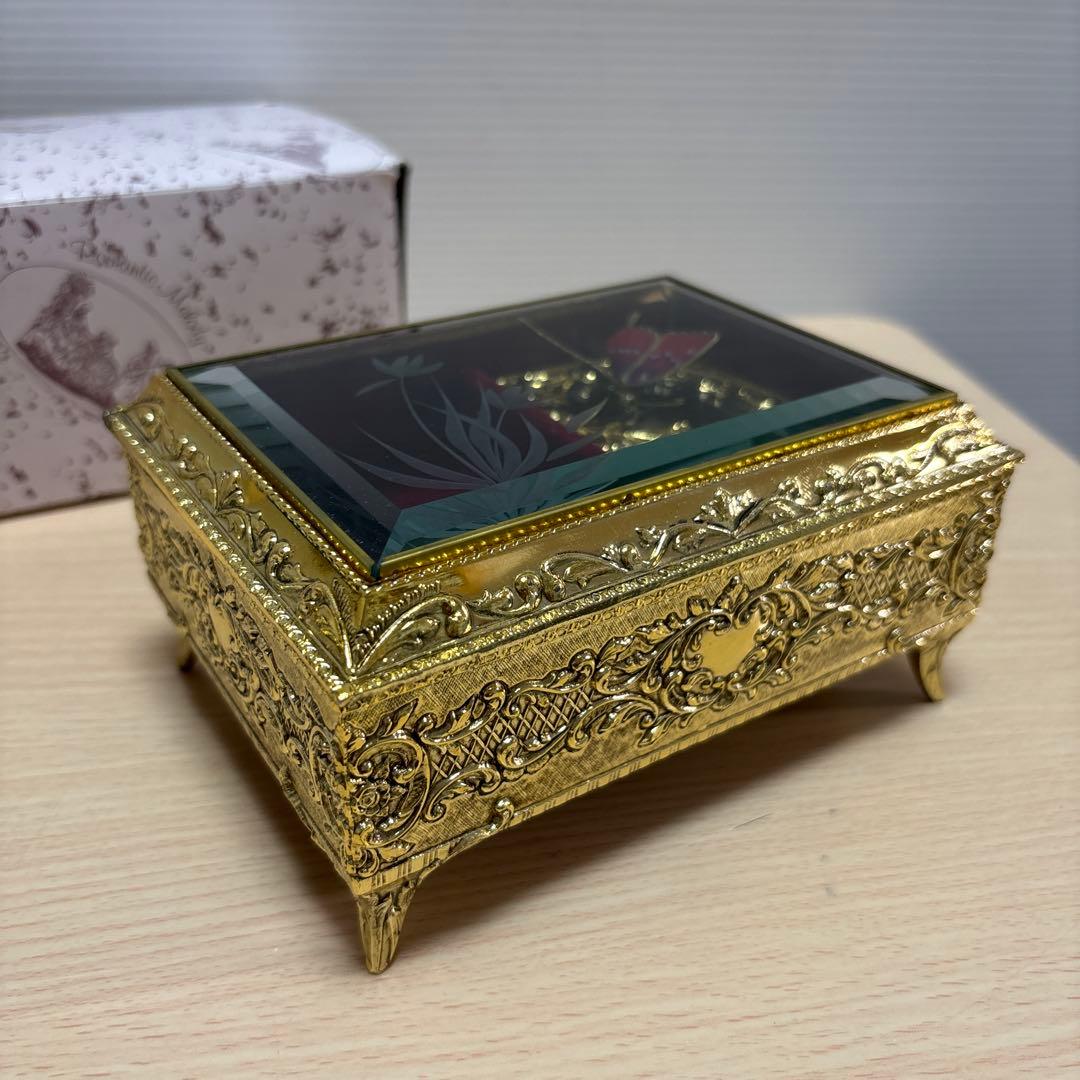 【美品】Sankyo/サンキョー オルゴール ジュエリーボックス/蝶