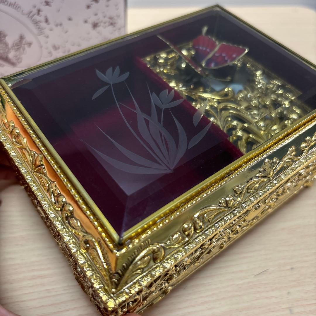 【美品】Sankyo/サンキョー オルゴール ジュエリーボックス/蝶