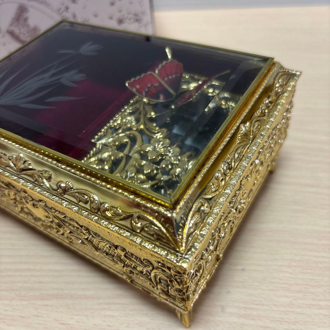 【美品】Sankyo/サンキョー オルゴール ジュエリーボックス/蝶