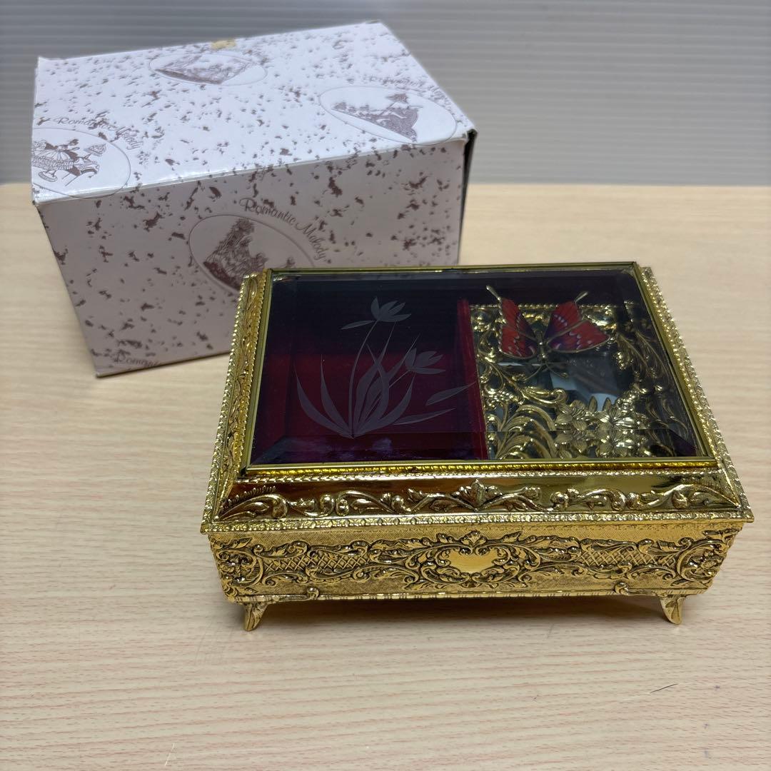 【美品】Sankyo/サンキョー オルゴール ジュエリーボックス/蝶