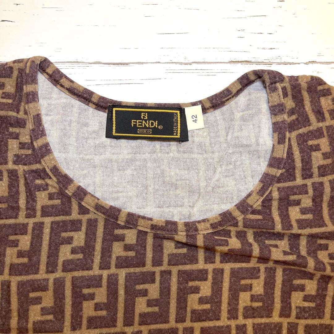 値下げ！【FENDI】フェンディ　ズッカ　ダミエ　Tシャツ(42)