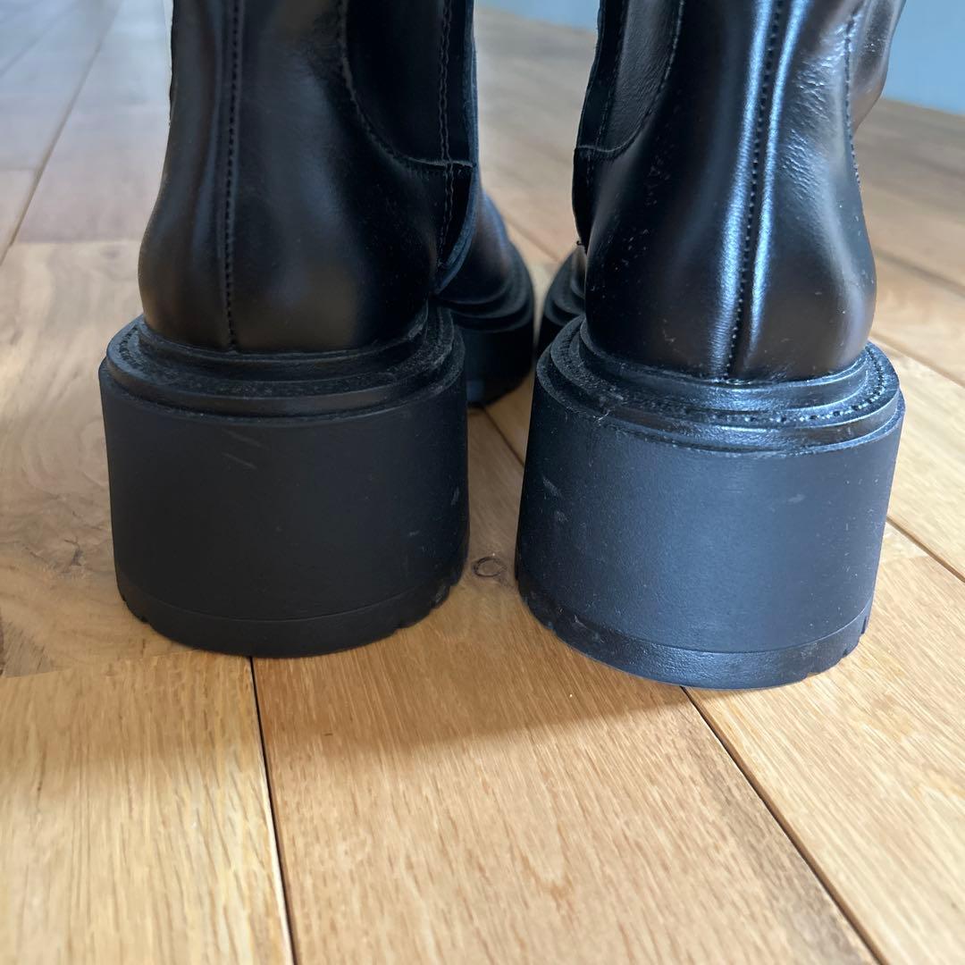 ZARA レザー トラックソール ニーハイブーツ 37