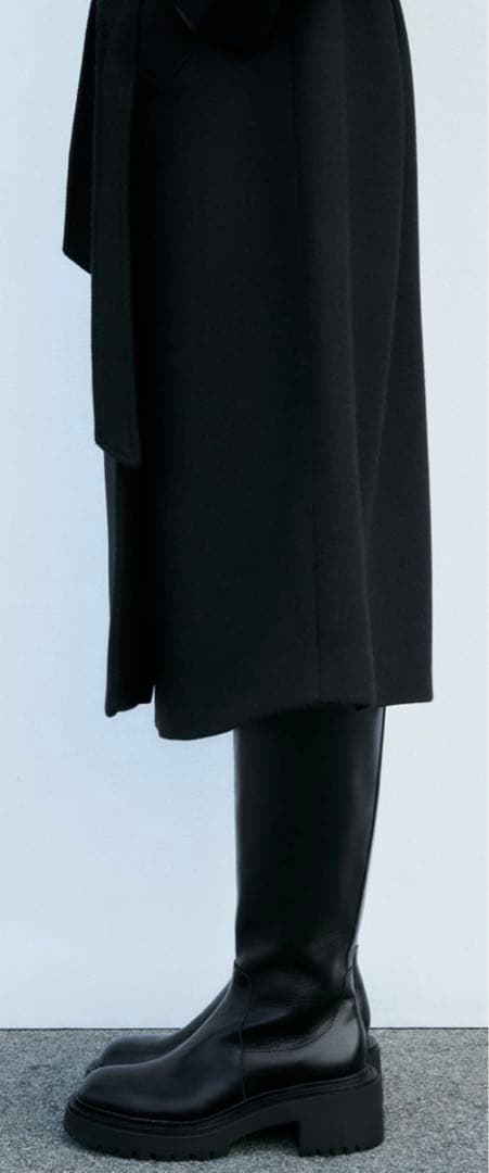 ZARA レザー トラックソール ニーハイブーツ 37