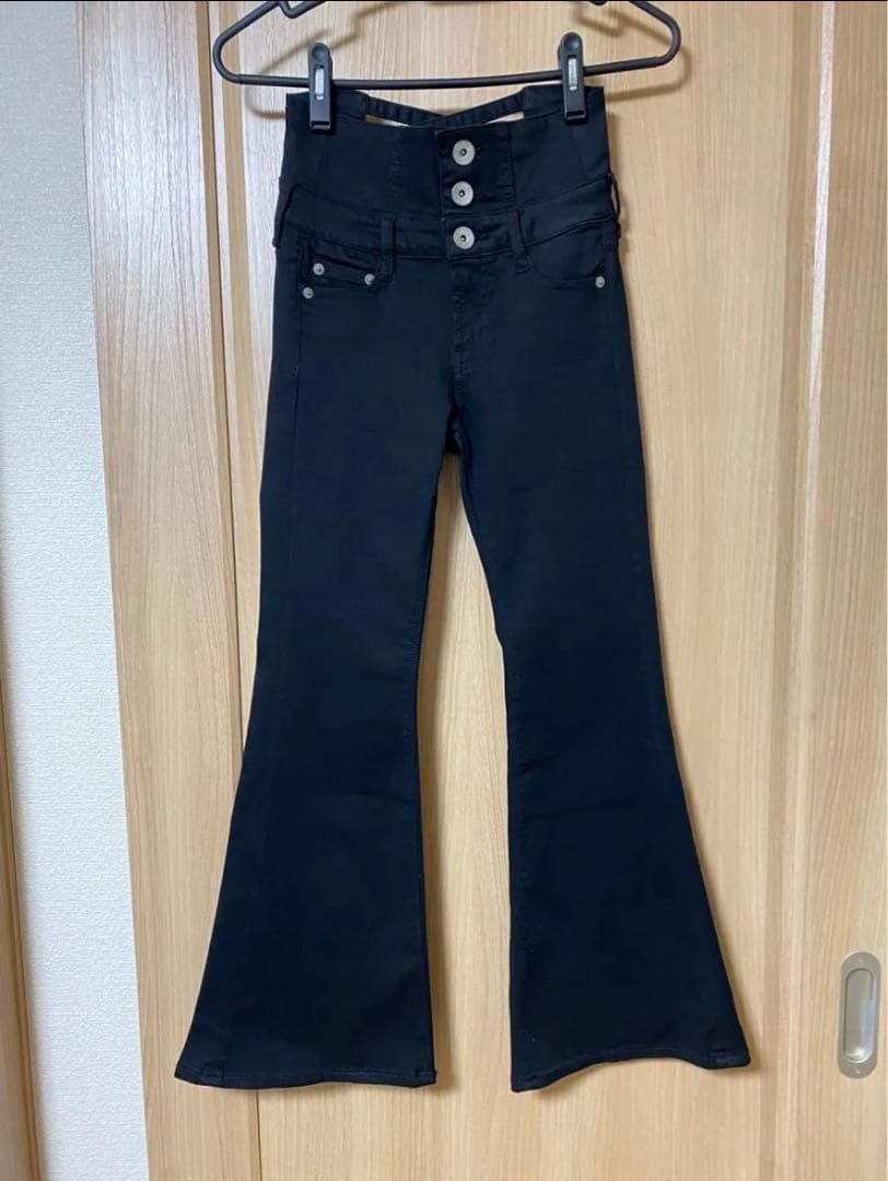 GYDA ハイウエストバッククロスフレアパンツ XS