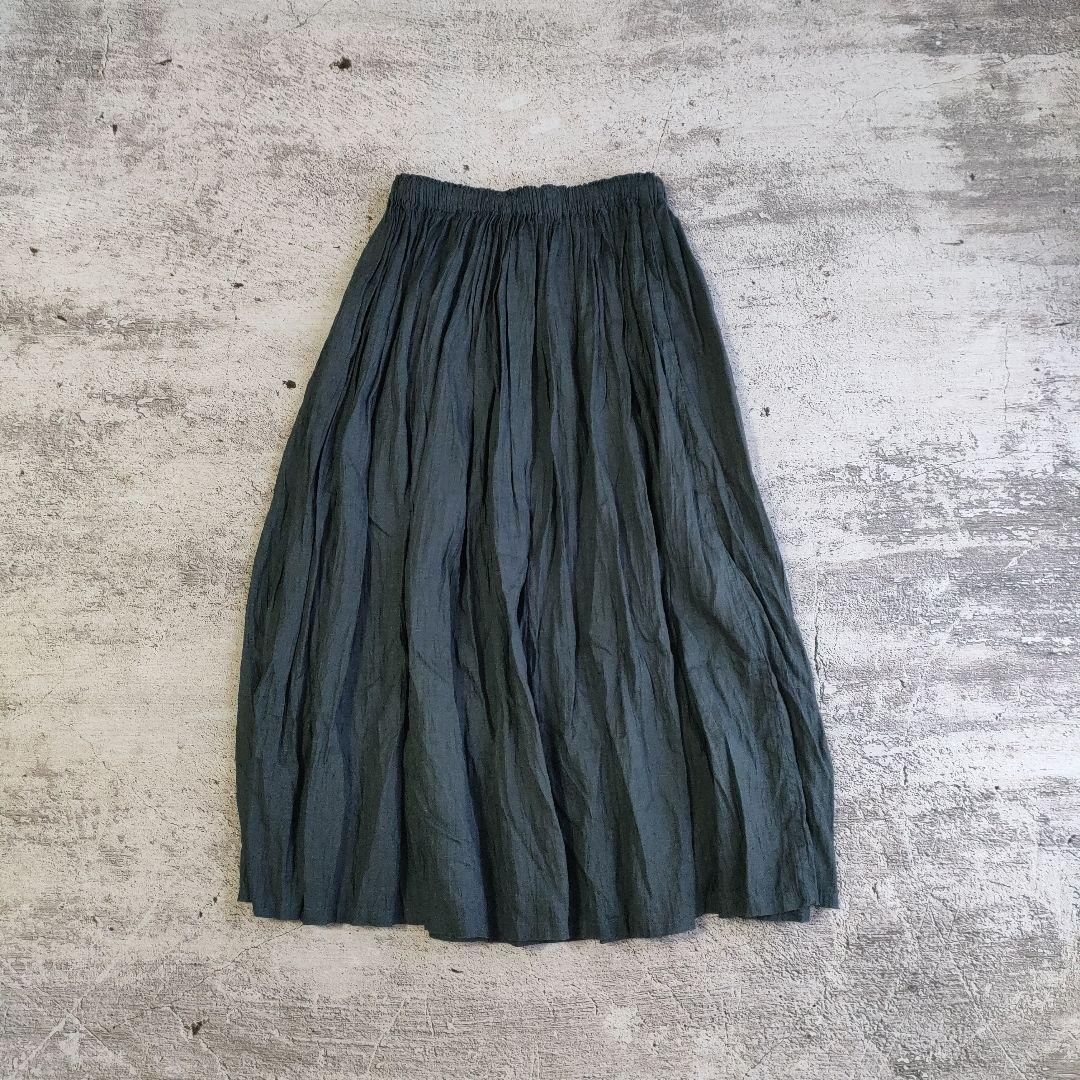 極美品/中川政七商店/25ss/ 麻の皺(しわ)　ロングスカート/日本製