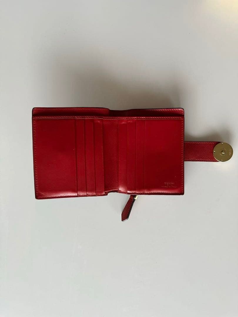 FENDI 二つ折り財布 FFロゴ ブラウン/レッド