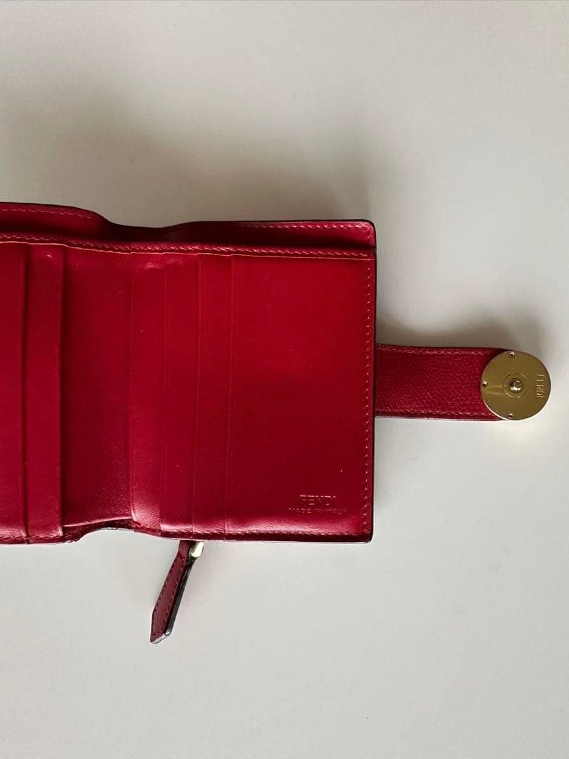 FENDI 二つ折り財布 FFロゴ ブラウン/レッド
