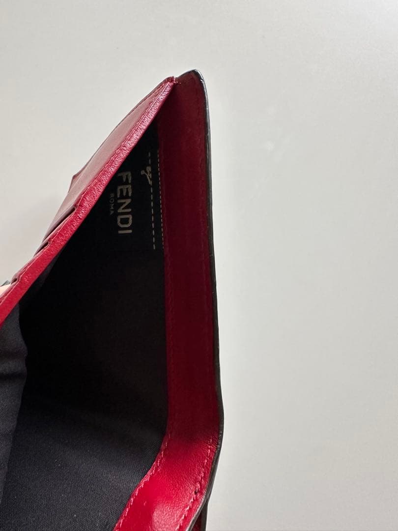 FENDI 二つ折り財布 FFロゴ ブラウン/レッド