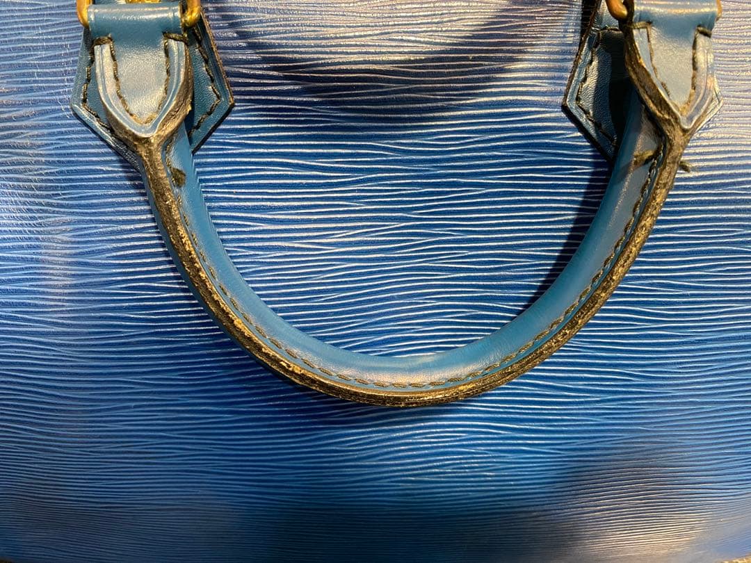 Louis Vuitton エピレザー ボストンバッグ 青 エピ