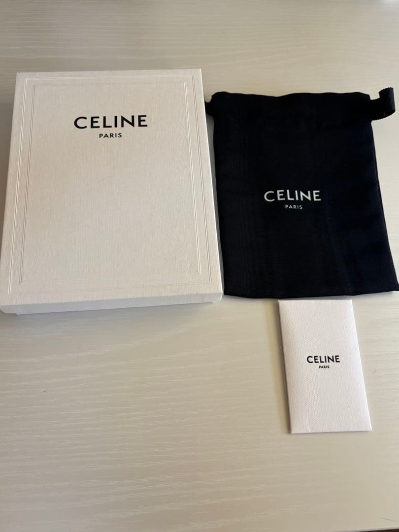 CELINE レザー 二つ折り ウォレット くすみブルー