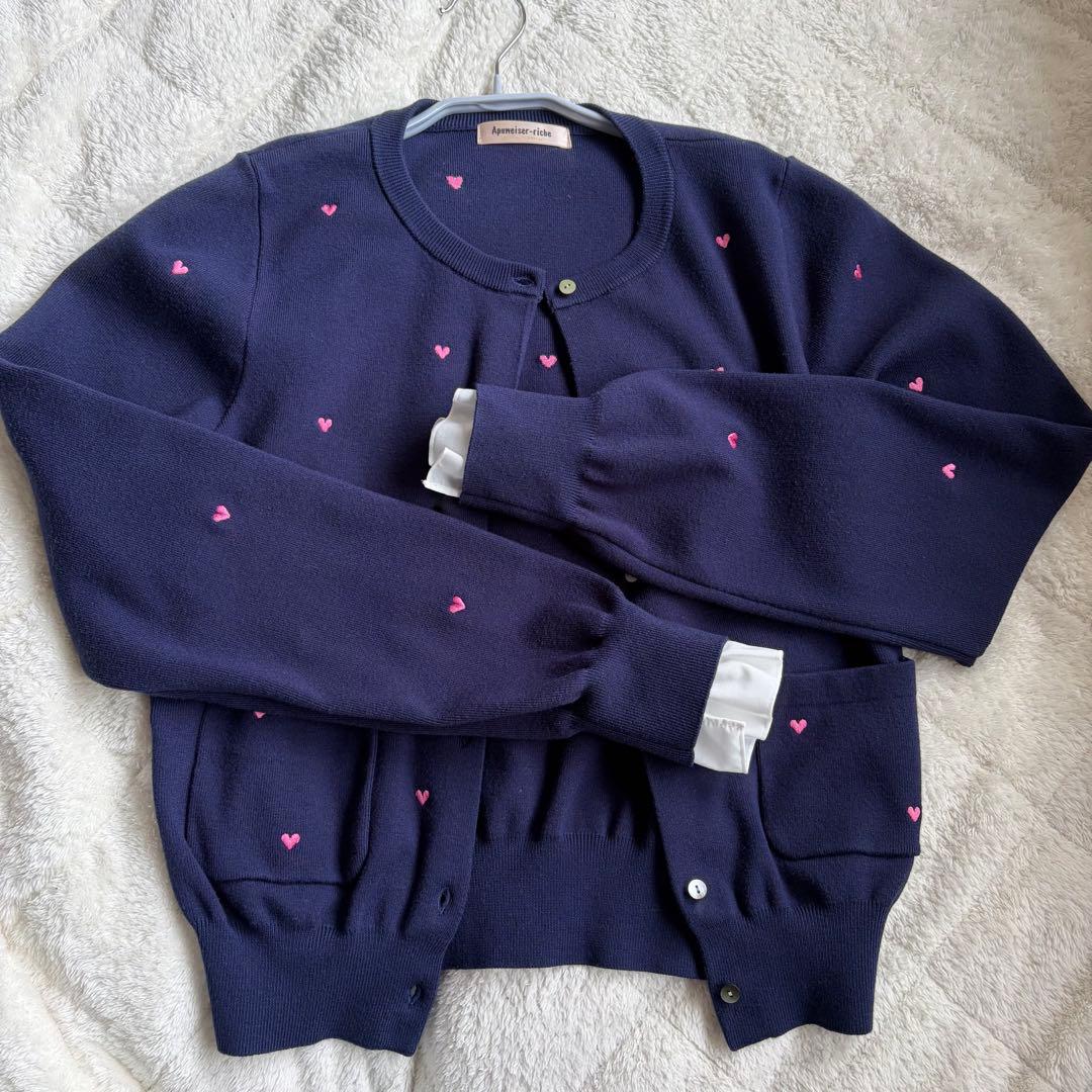 【美品】Apuweiser-riche ハート刺繍カーデプルオーバー M
