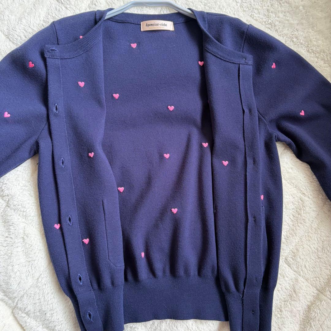 【美品】Apuweiser-riche ハート刺繍カーデプルオーバー M