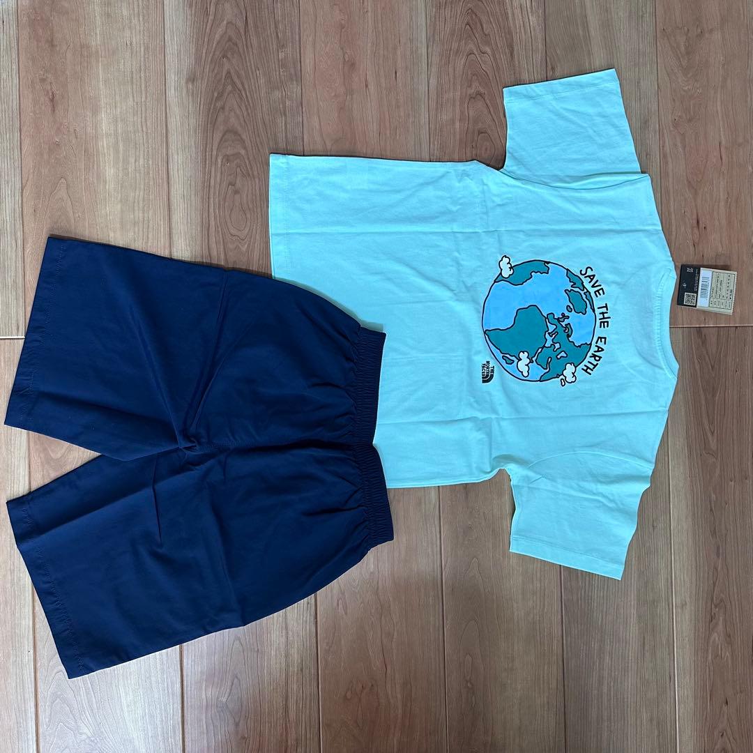 ノースフェイス　キッズ　160 セットアップ　グリーン　Tシャツ　ハーフパンツ