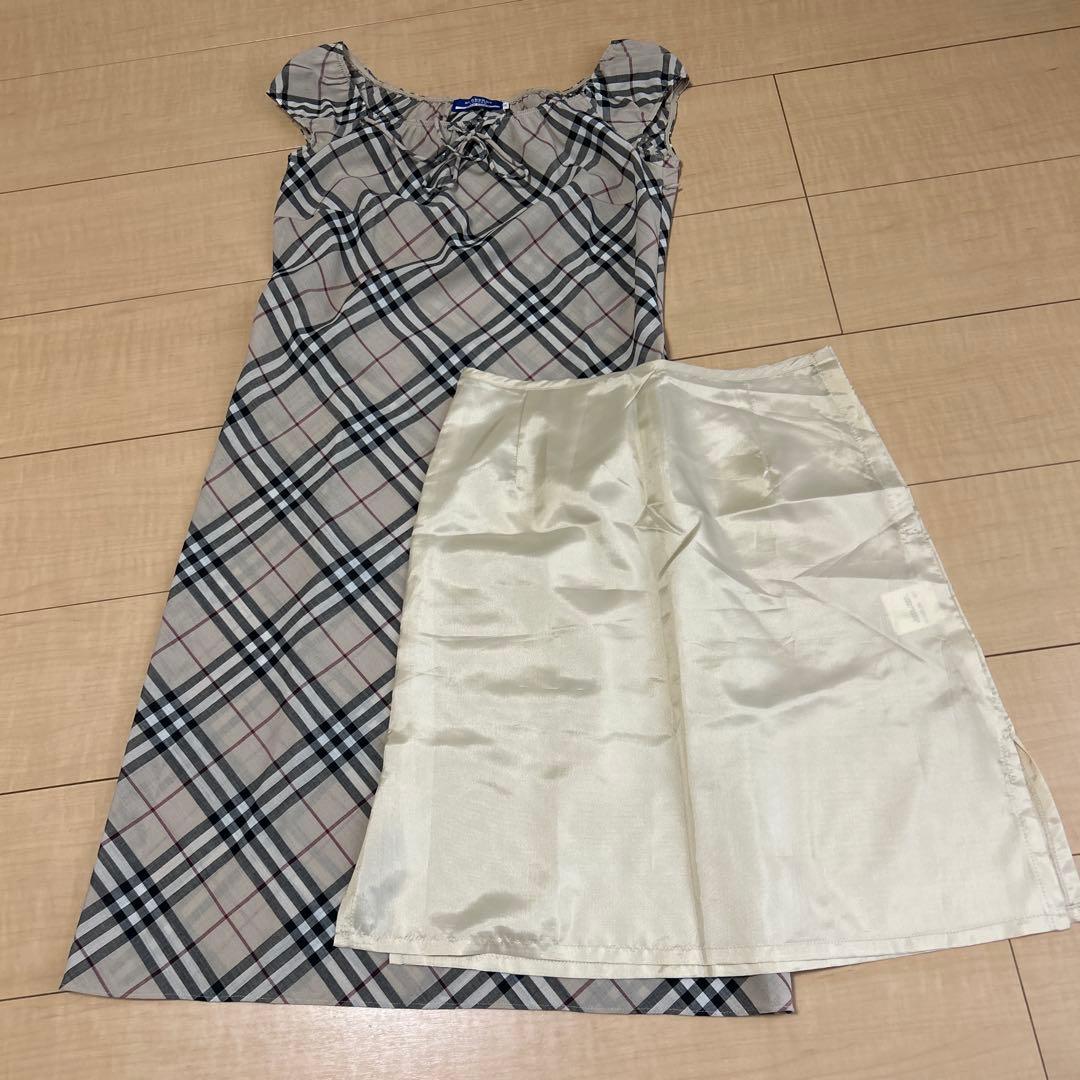BURBERRY BLUE LABELベージュ チェックノースリーブ ワンピース