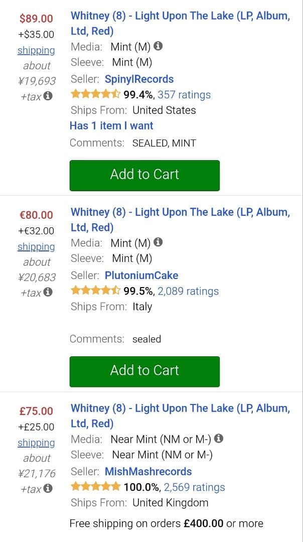美品 日本限定盤 帯付き レッド盤 Whitney