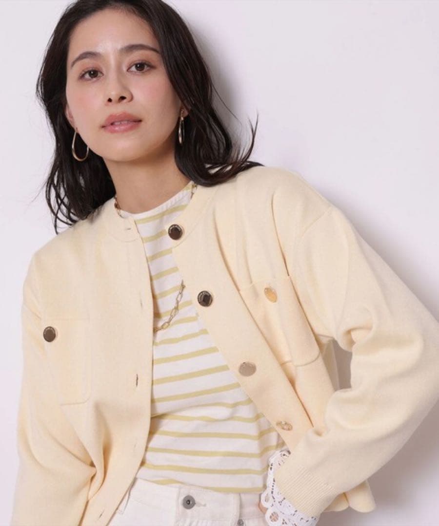 Arpege story 美品 袖口レース金釦ニットジャケット