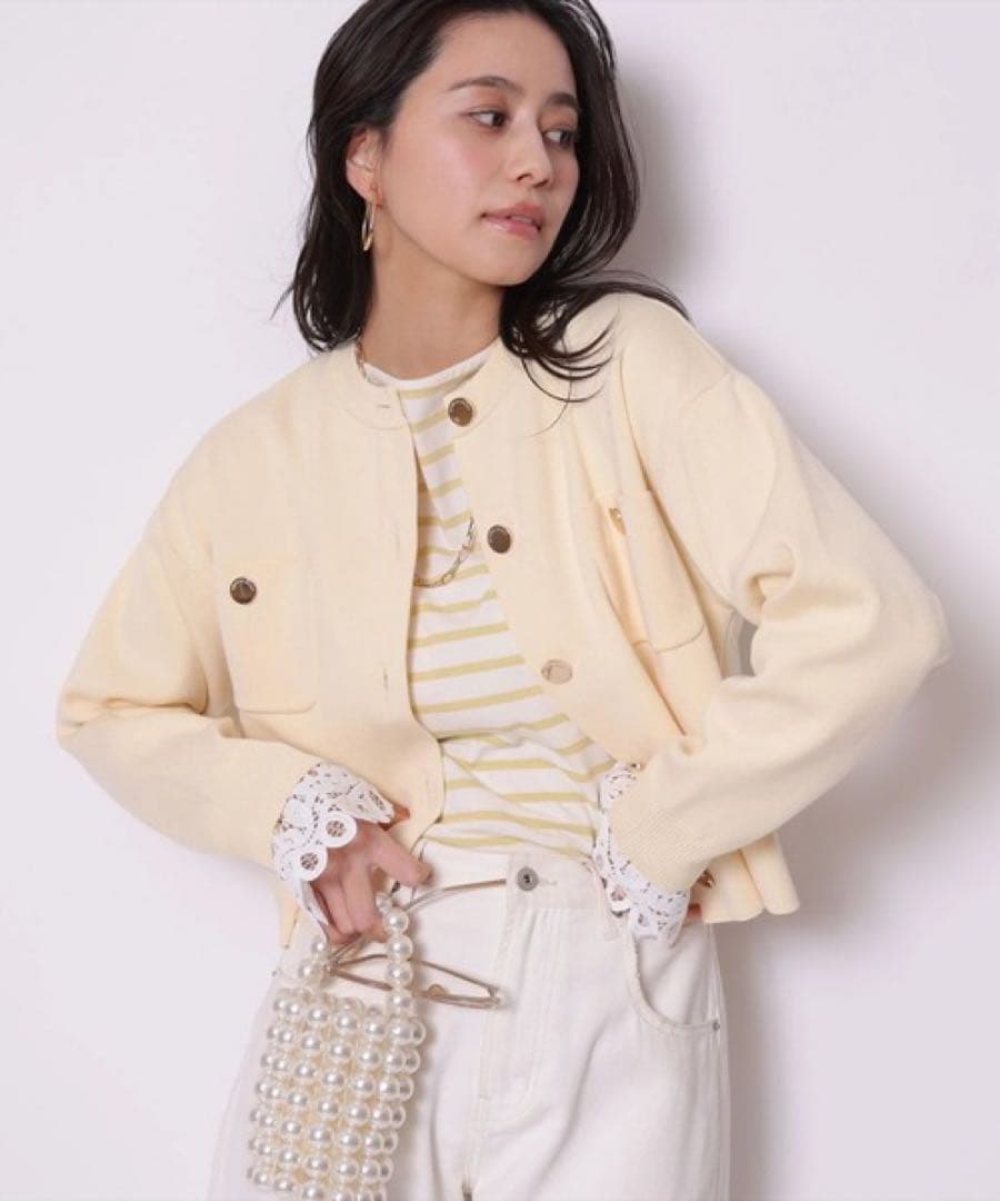 Arpege story 美品 袖口レース金釦ニットジャケット