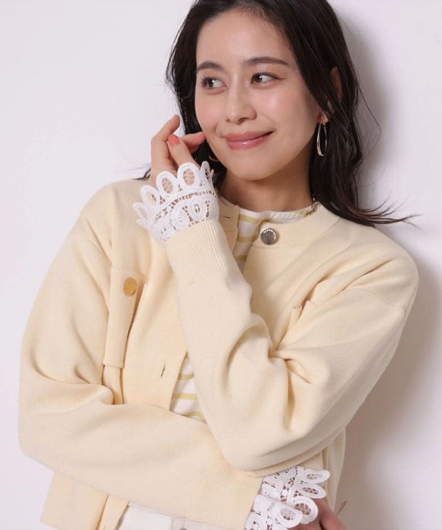 Arpege story 美品 袖口レース金釦ニットジャケット